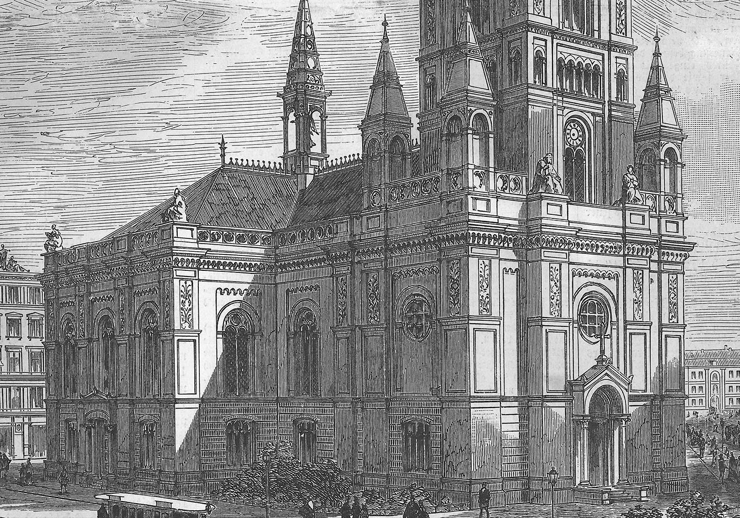 Schwarz-Weiß Abbildung der Jerusalemkirche
