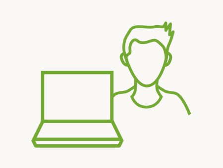 Icon eines Person und eines Laptops