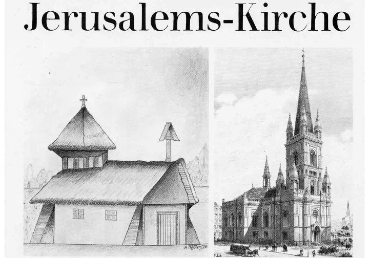 Schwarz-Weiß-Zeichnung der Jerusalemkirche